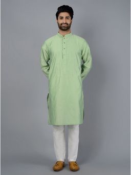 THE KURTA COMPANY - Mens Solid Light Leaf Green Kurta