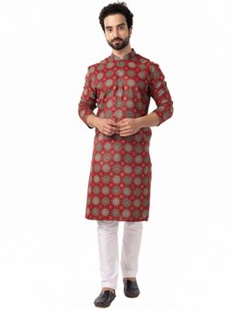 THE KURTA COMPANY - Maroon Printed Kurta