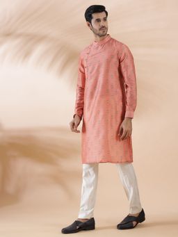 THE KURTA COMPANY - Pink Silk Blend Printed Kurta For Men