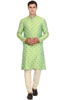 THE KURTA COMPANY - Mens Lime Green Silk Blend Kurta