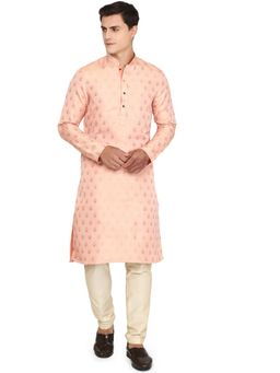 THE KURTA COMPANY - Mens Coral Pink Silk Blend Kurta