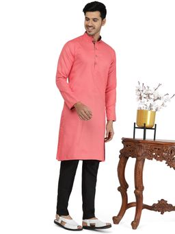 THE KURTA COMPANY - Mens Candy Pink Solid Kurta