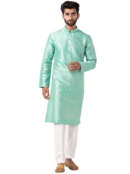 THE KURTA COMPANY - Mens Mint Green Silk Blend Comfort Fit Kurta