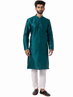 THE KURTA COMPANY - Mens Deep Rama Cotton Silk Blend Comfort Fit Kurta