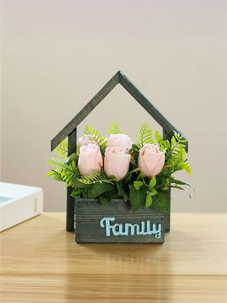 UMAI - Artificial Plant I MDF Pot I Light Pink Rose