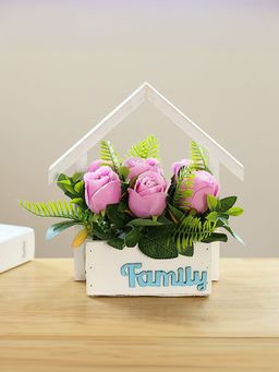 UMAI - 7 Headed Pink Rose Artificial Plant