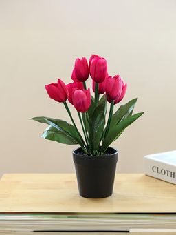 UMAI - Artificial Plant with Pot| Nine Pink Headed Tulip