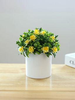 UMAI - Artificial Plant with Pot| Yellow Flower and Grass Balls