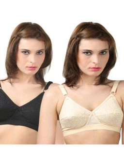 Bodycare - Full Coverage C Cup Black-Skin 2Pcs Bra Combo