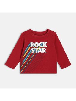 MINI KLUB - Knit Half Sleeve Typography Print T-Shirt - Maroon