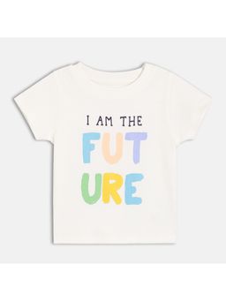 MINI KLUB - Knit Short Sleeve Typography Print T-Shirt - Off-White