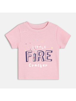 MINI KLUB - Knit Short Sleeve Typography Print T-Shirt - Pink