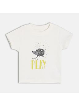 MINI KLUB - Knit Short Sleeve Typography Print T-Shirt - Beige