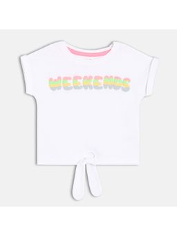 MINI KLUB - Knit Typography Print Knit Top - White