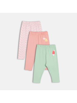 MINI KLUB - Knit Fruit - Solid Print Capris - Purple, Green & Pink (Pack of 3)