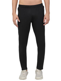 Cantabil - Men Black Solid Stretchable Active Wear Track Pant