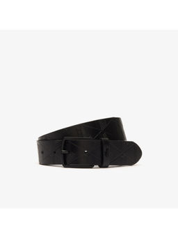 Lacoste - Men Black Monogram Leather Belt