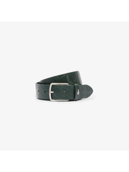 Lacoste - Men Green Monogram Leather Belt