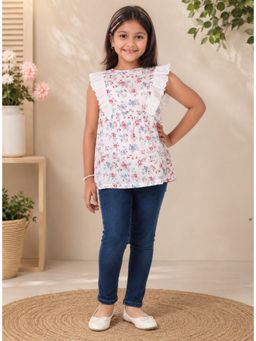 Miyo - Girls Floral Printed Frill Top