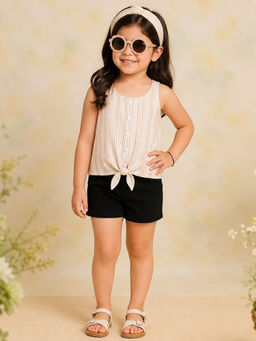 Miyo - Girls Striped Tie-Up Sleeveless Top