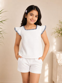 Miyo - Girls Embroidered Flutter Sleeve Casual Top