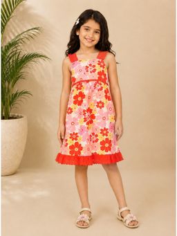 Miyo - Girls Pink Floral Strappy Dress