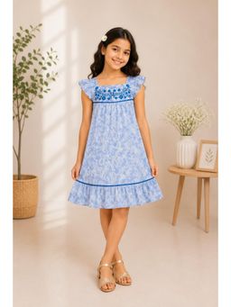 Miyo - Girls Paisley Print Embroidered Fit and Flare Dress
