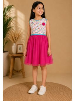 Miyo - Girls Floral Printed Sleeveless Fit And Flare Dress