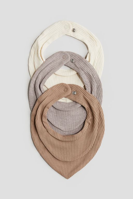 H&M Boys 3-Pack Ribbed Triangular Bibs (19x19)