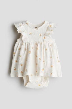 H&M - Girls White Frill-Trimmed Bodysuit Dress