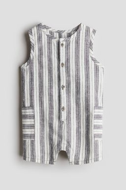 H&M - Boys Grey Sleeveless Linen Romper Suit