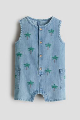 H&M - Boys Blue Embroidery-Detail Romper Suit