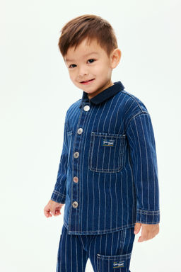 H&M - Boys Blue Striped Cotton Overshirt