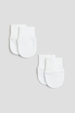 H&M - Boys 2-Pack Cotton Jersey Scratch Mittens (0-6 Months)