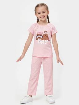max - Girls Printed T-Shirt With Pajama