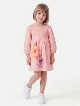 max - Girls Floral Print Smocked Dress