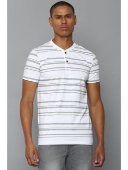 Allen Solly - Men White Stripe Henley Neck T-Shirt