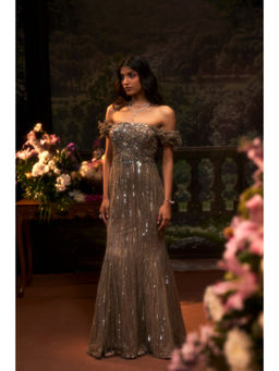 Muskan Aggarwal - Women Net Taupe Gown