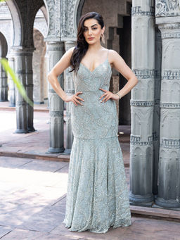 MABISH LUXE - Women Polyester Blue Gown