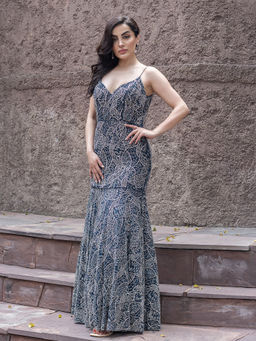 MABISH LUXE - Women Polyester Teal Gown