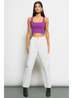 FREAKINS - White Linen Cargo Pants