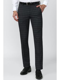 Van Heusen - Men Grey Check Slim Fit Trousers