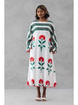 Finethreads by Hina & Nikhat - White Gul Boota Midi Dress