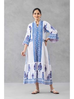Finethreads by Hina & Nikhat - Blue Pushp Baag Panelled Dress