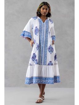 Finethreads by Hina & Nikhat - Blue Baag Gul Tiered Dress