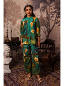 The House of Hemp - Teal Emerald Monkey Hemp Printed Co-Ord Set