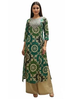 Diiwataa - Multi-Colour Green Gotta Patti Toke With Amara Patchwork Print Kurta Set