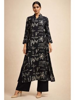 Diiwataa - Black Midnight Muse Pure Cotton Kurta With Palazzo