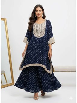 Diiwataa - Blue Midnight Noor Kaftan With Sharara