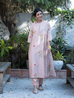 The Rune Studio - Peach Fiza Kurta With Slip